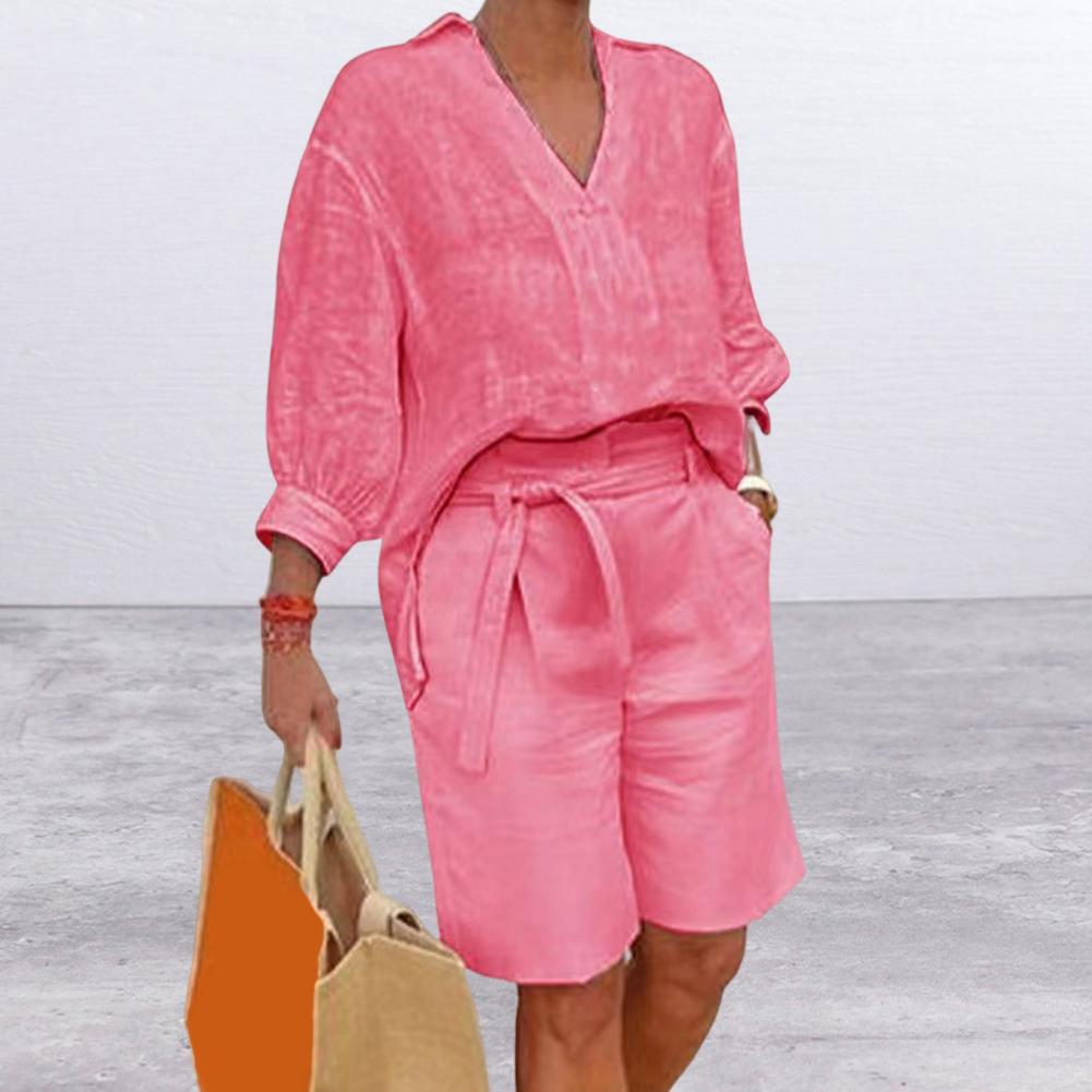 Cotton Linen Women's Two Piece - Linen Shirt Breathable ulasan dan harga