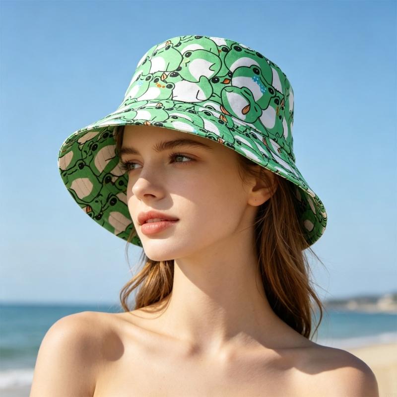 Packable Frogs Print Bucket Ha - Packable Hat Nylon ulasan dan harga